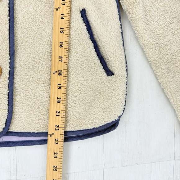 Anthropologie Piped Sherpa‎ Jacket Size XS Cream Cozy Warm Pockets Fall Winter - Picture 15 of 16
